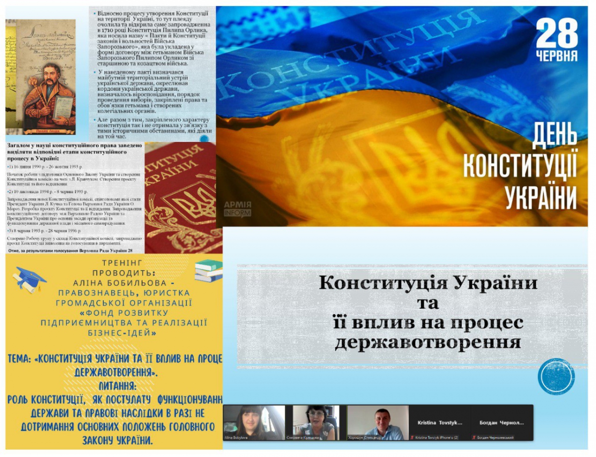 Тренінг на тему «Конституція України та її вплив на процес державотворення» до Дня Конституції України